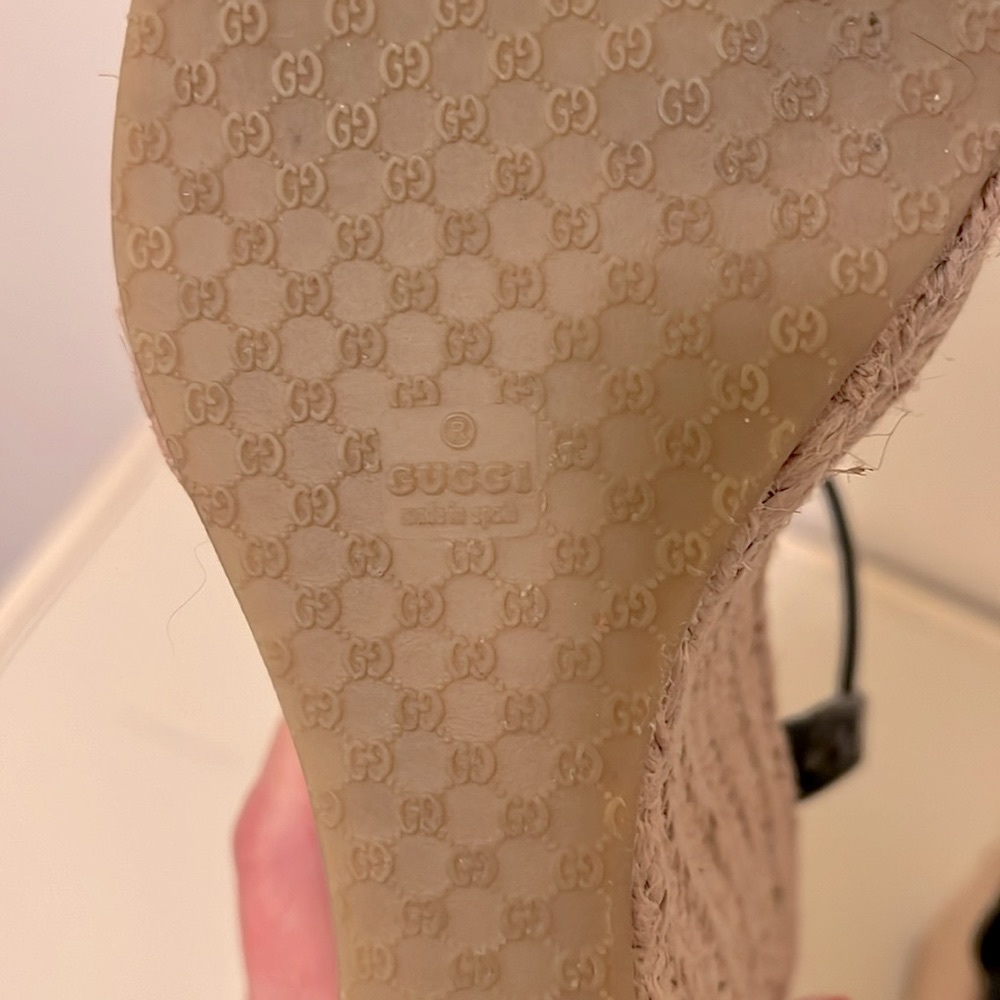 Gucci Monogram Vernice Microguccissima Espadrille Wedges - Picture 8 of 12